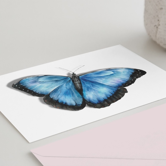Watercolor Butterfly Wall Art Illustration Print Poster Card Unframed - Picture 3 of 5
